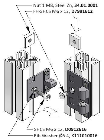 Door Latch Diagram for Extruded Aluminum Framing System