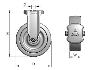 Diagram of Fixed Caster Wheels for Aluminum Framing Systems 