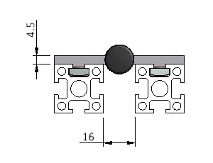Diagram of Surface Hinge Mounting on T-Slot Aluminum Profiles
