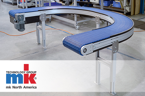 Curved modular plastic belt conveyor from mk North America