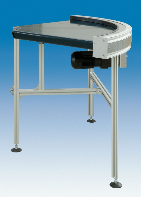 Curve belt conveyor with green belt
