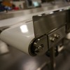 White belt stainless steel flat belt conveyor with side rail