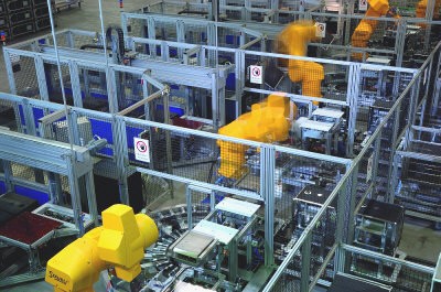 Overhead View of Extruded Aluminum Machine Guarding System in Use