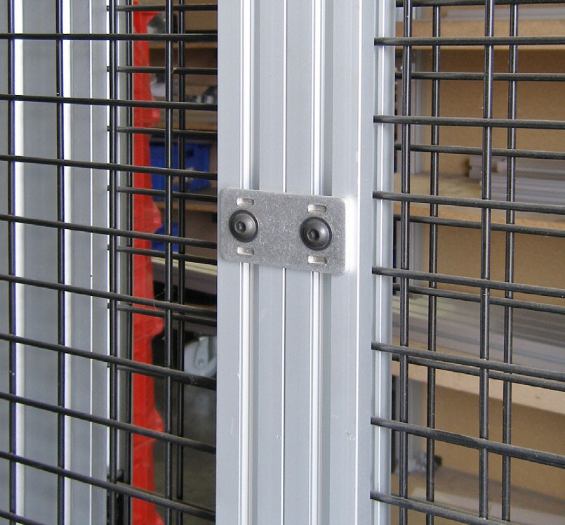 Close-Up of a Door Lock for an Extruded Aluminum Guarding System