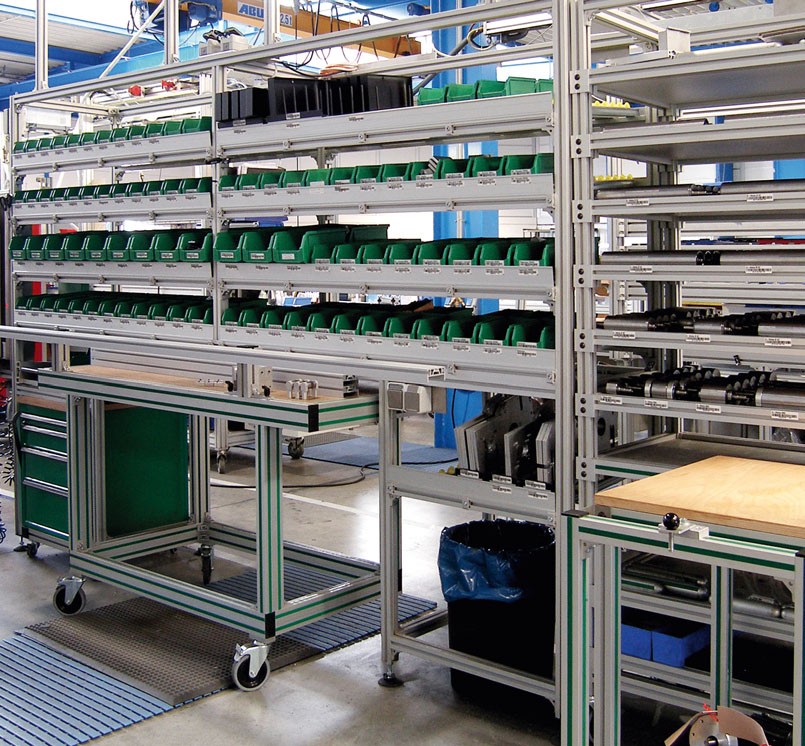 Factory Shelving Made from Extruded Aluminum 