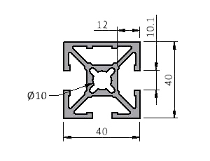 40x40 Profile, One Side Closed