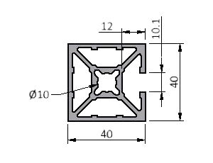 40x40 profile, three sides closed