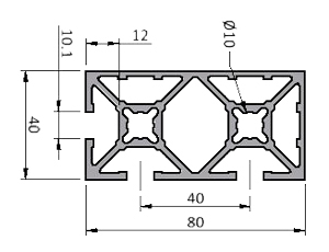 40x80 Profile, Two Sides Closed