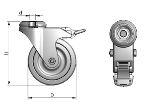 Diagram of Locking Swivel Casters for Aluminum Framing