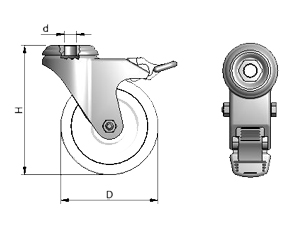 Diagram of Heavy Duty Locking Swivel Casters for Aluminum Framing