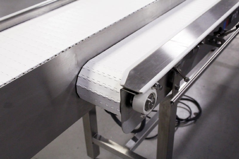 Two plastic modular belt conveyors