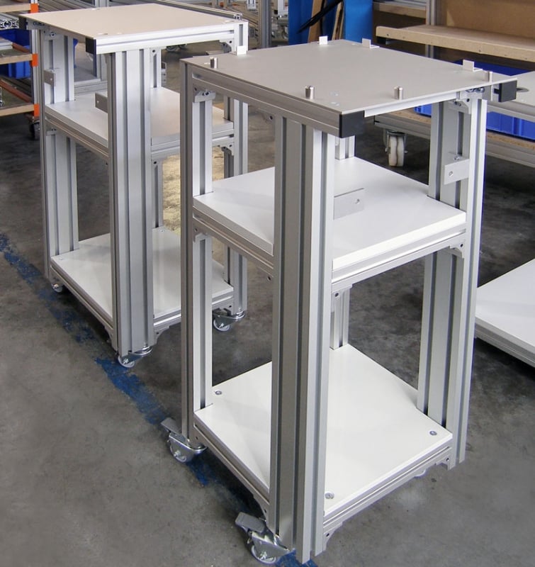 Two custom carts made out of aluminum extrusion