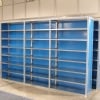 Aluminum extrusion shelves with blue paneling