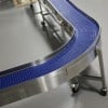Plastic modular belt conveyor with curve and incline