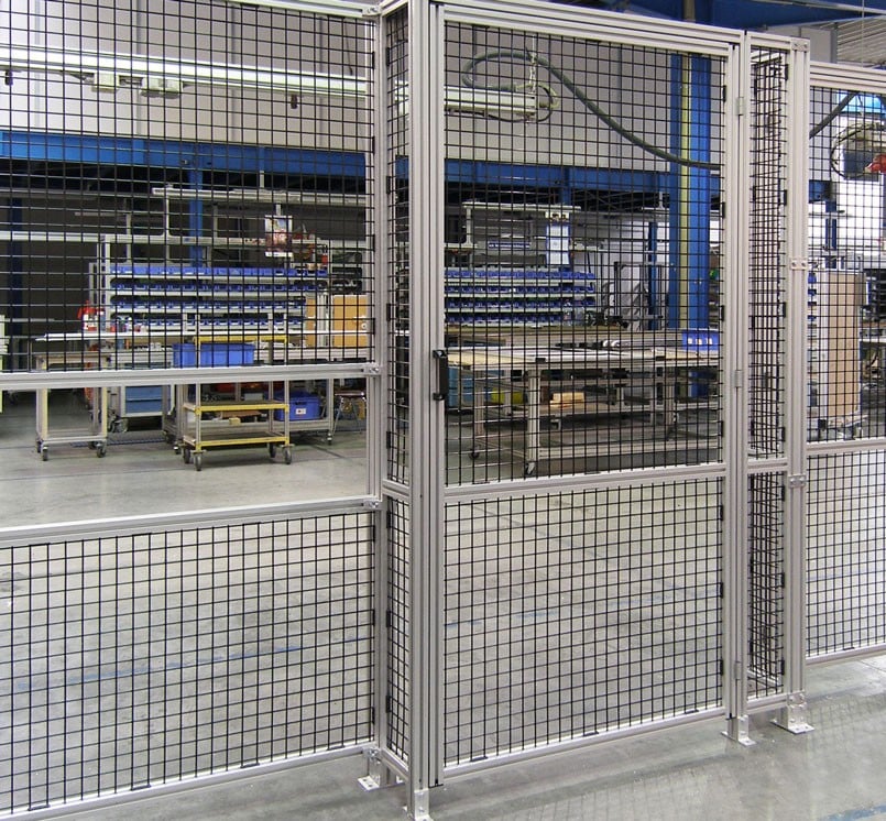 Photo of a T-Slot Aluminum Guarding System Installed in an Industrial Workplace