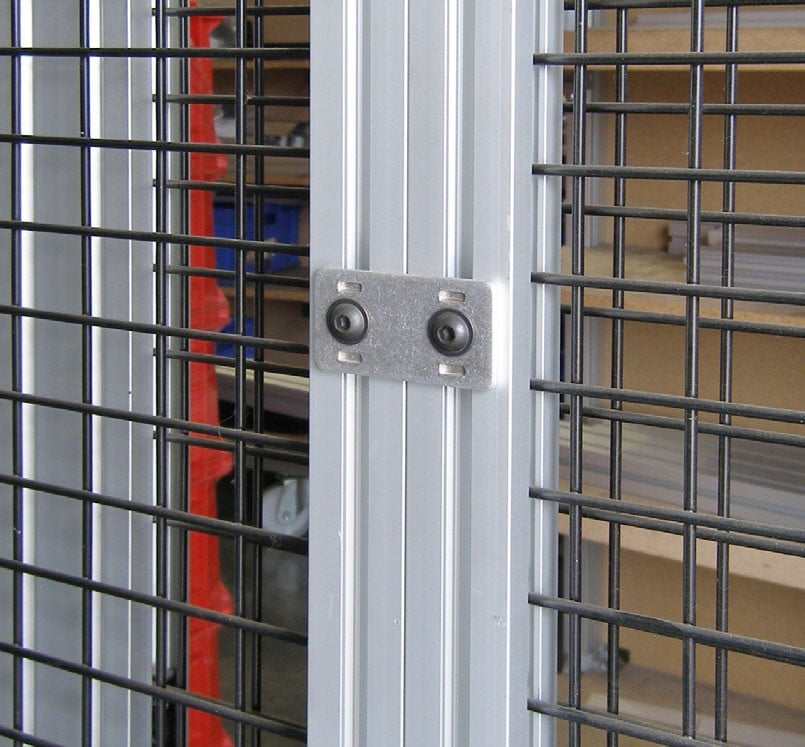 Close-Up of a Door Lock for an Extruded Aluminum Guarding System