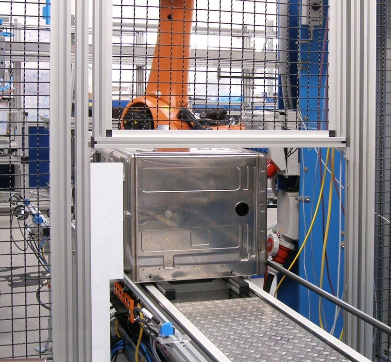 Extruded Aluminum Machine Guard Surrounding an Industrial Conveyor
