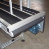 Belt conveyor with lane dividers An mk flat belt conveyor with lane dividers.