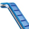 plastic modular belt conveyor conveying products up an incline then horizontally